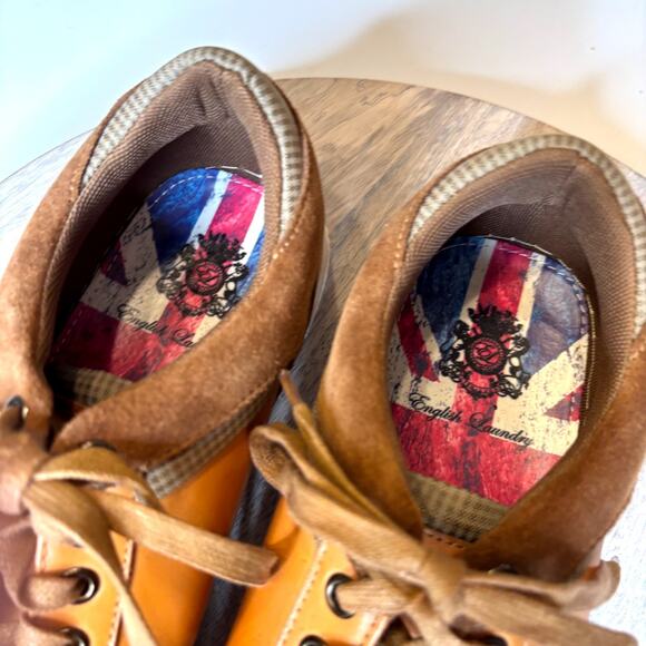 English Laundry Men’s Leather Sneakers Tan Brown Suede Accent Casual Shoes Sz 9 - Picture 8 of 11